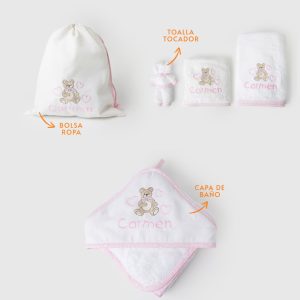 Pack viajero oso rosa